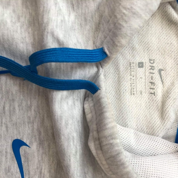 Nike Dri-Fit Hoodie Light Grey with Blue Small - Picture 2 of 2